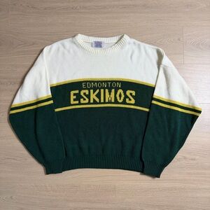 Vintage Le Sport Edmonton Eskimos CFL Acrylic Knit Sweater Mens XL Oversized Fit